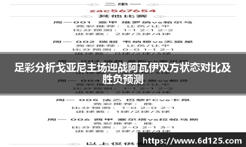 足彩分析戈亚尼主场迎战阿瓦伊双方状态对比及胜负预测